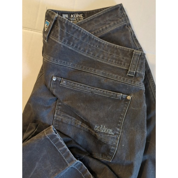 Kuhl RYDR Black Denim Pants Patina Dye Men 40 x 32 Biker Hiker Rodeo Work Ranch